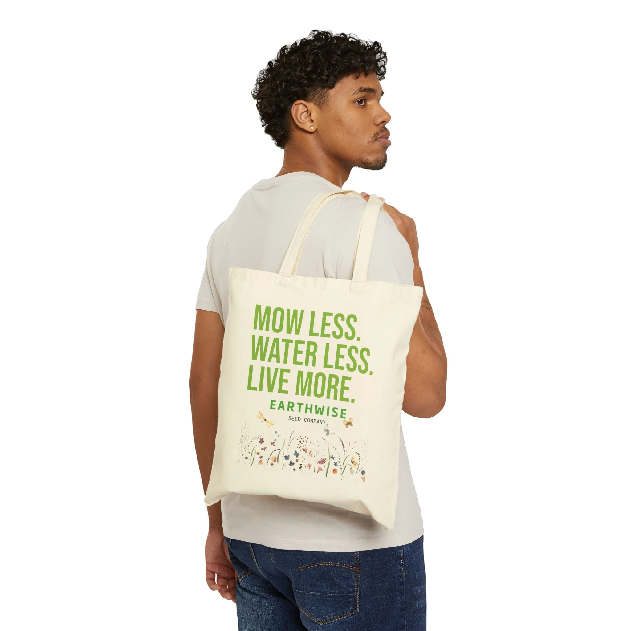 Mow Less Canvas Tote Bag - Image 4